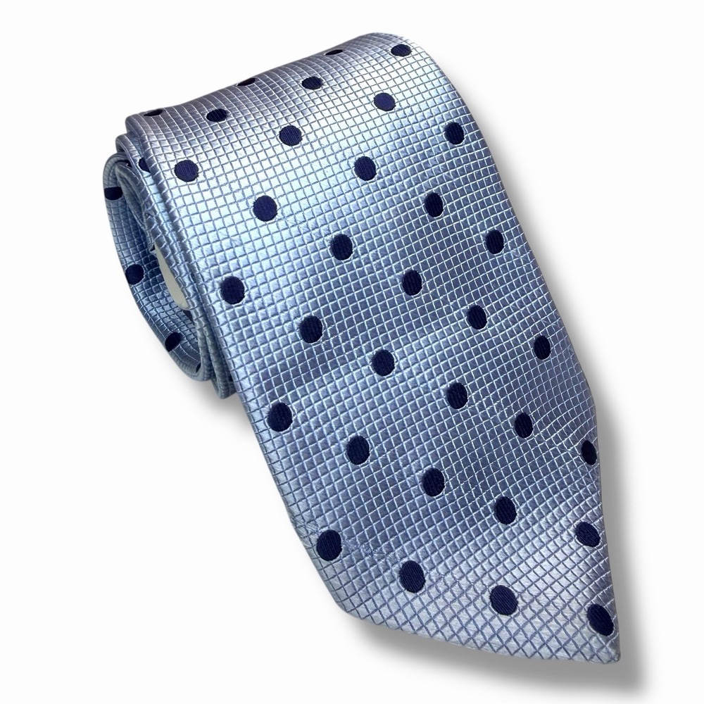 BROOKS‎ BROTHERS Preppy Boy Dots & Square  BLUE SILK MEN Neck Tie 58x3.5